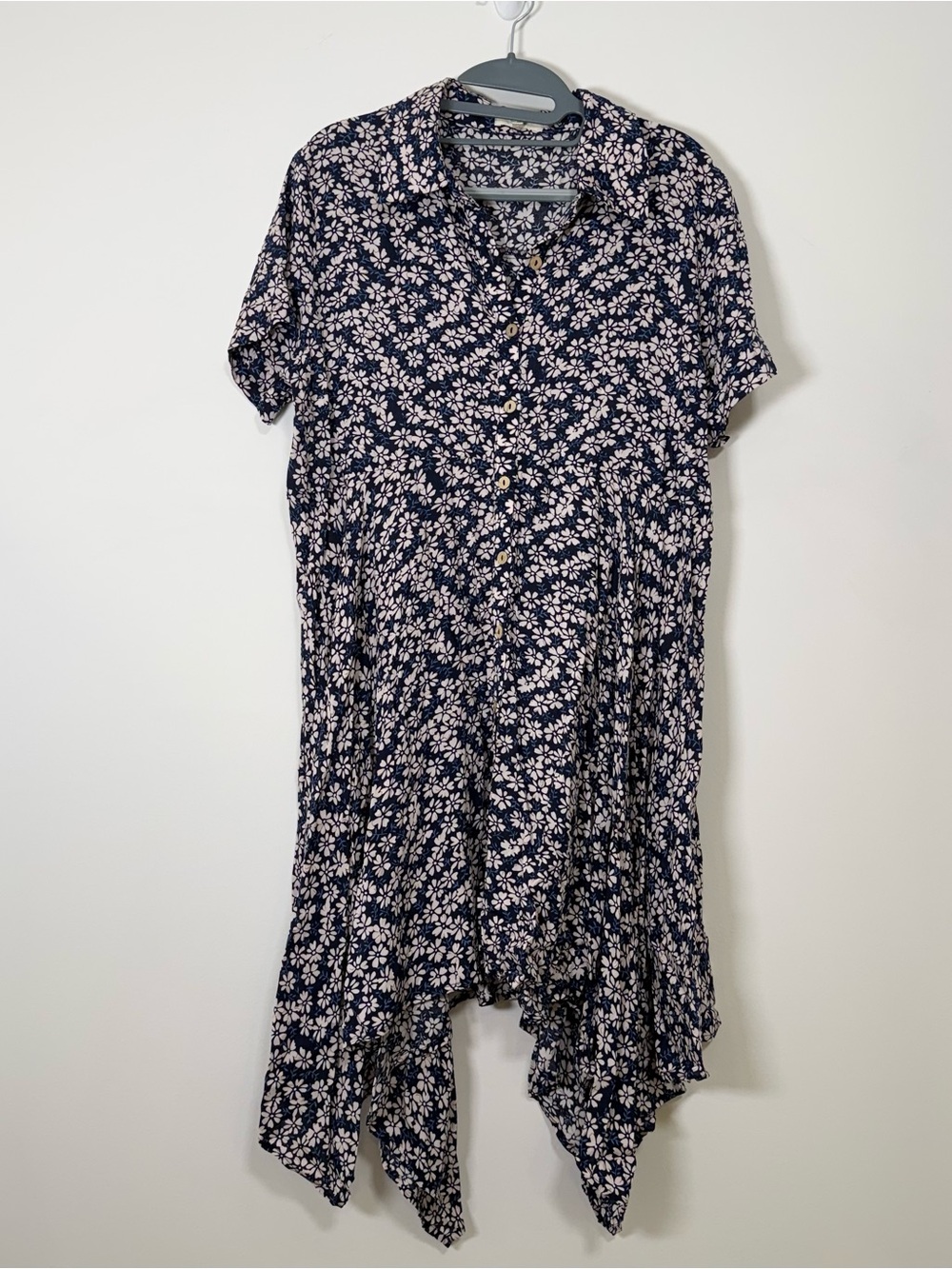 Easel Navy Floral Button-Front Women’s Dress